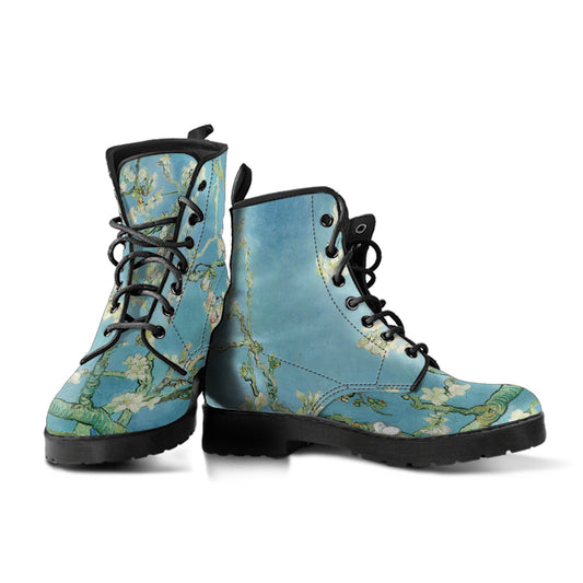 Vincent Van Gogh Almond Blossom Women's Vegan Leather Combat Boots