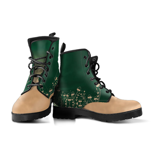Magic Mushroom Women's Green Vegan Leather Combat Boots