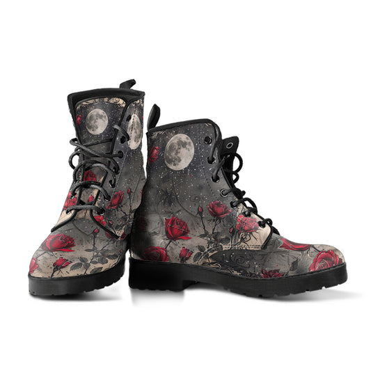 Dark Floral Moon Women's Vegan Leather Boots