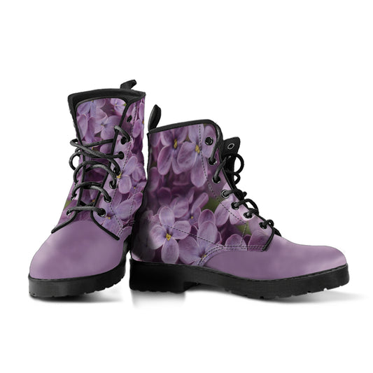 Petals in Lavender Women's Vegan Leather Combot Boots