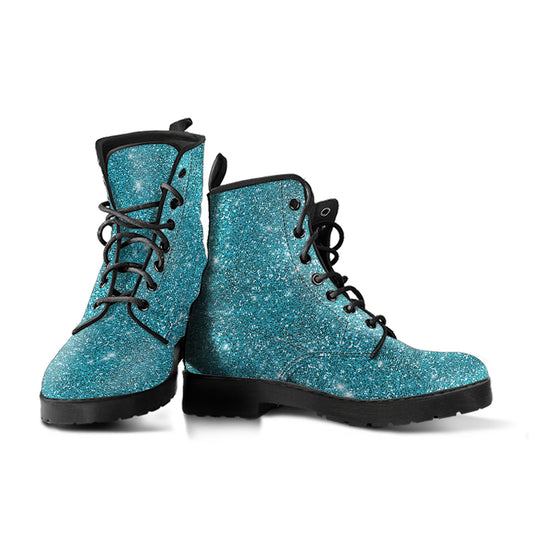 Twinkle Twinkle Little Star - Turquoise Women's Vegan Leather Combat Boots