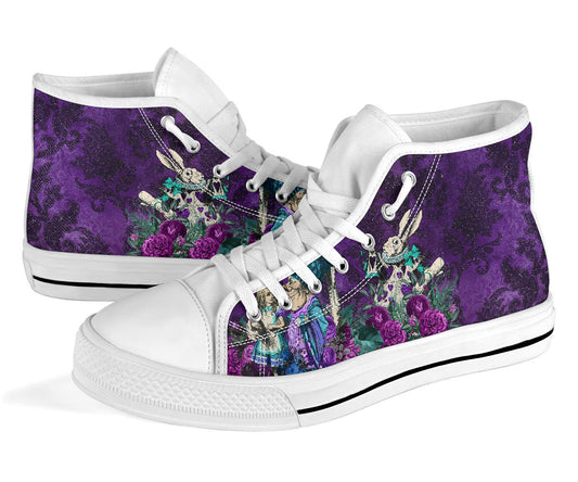 Alice in Wonderland Purple High Top Sneakers