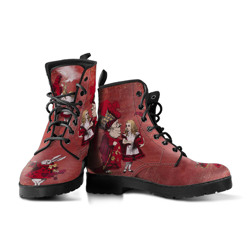 Alice in Wonderland #5 Muted Red Vegan Leather Boots