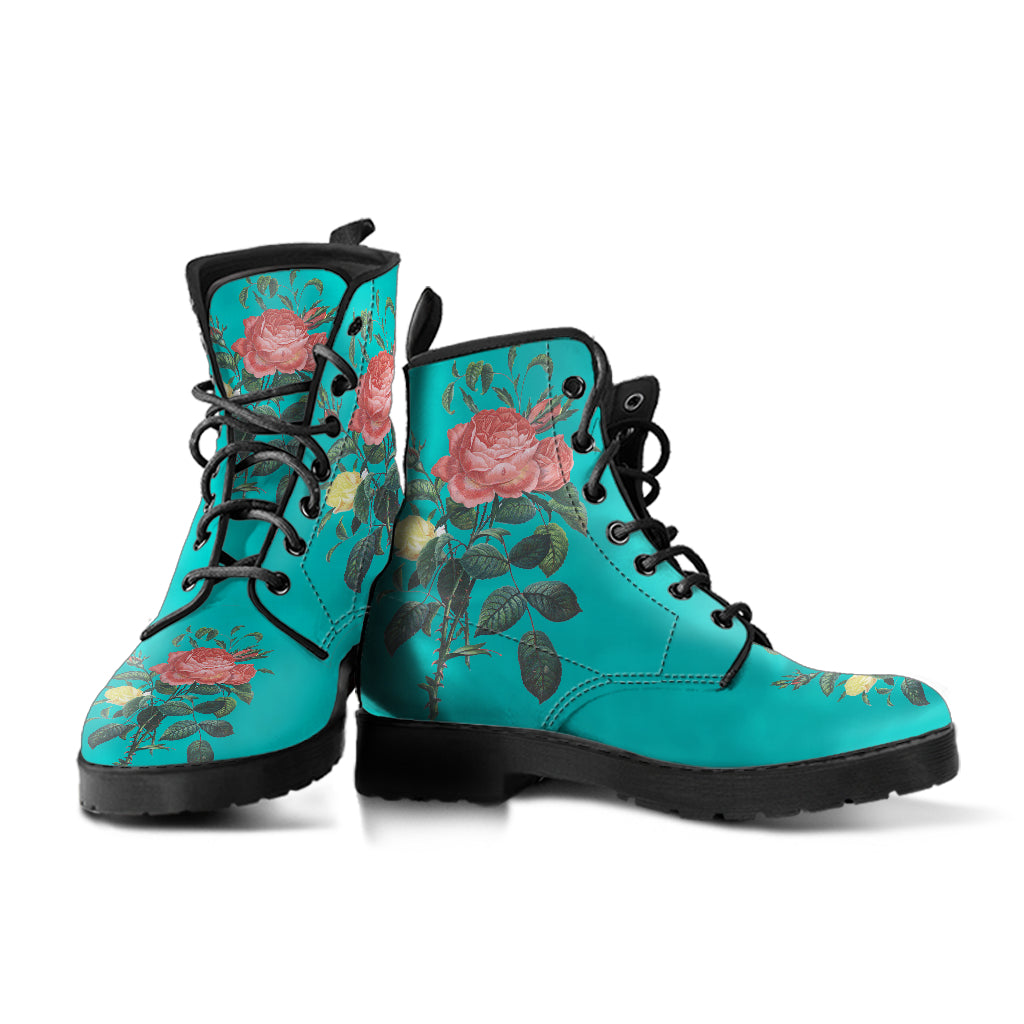 Floral print combat boots best sale