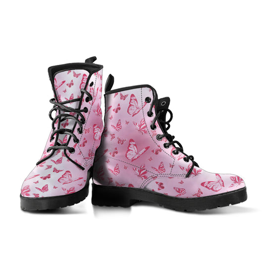 Pink Butterfly Vegan Leather Boots