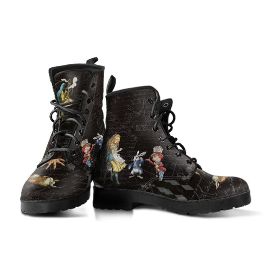Alice in Wonderland #2 Women's Vegan Leather Combat Boots