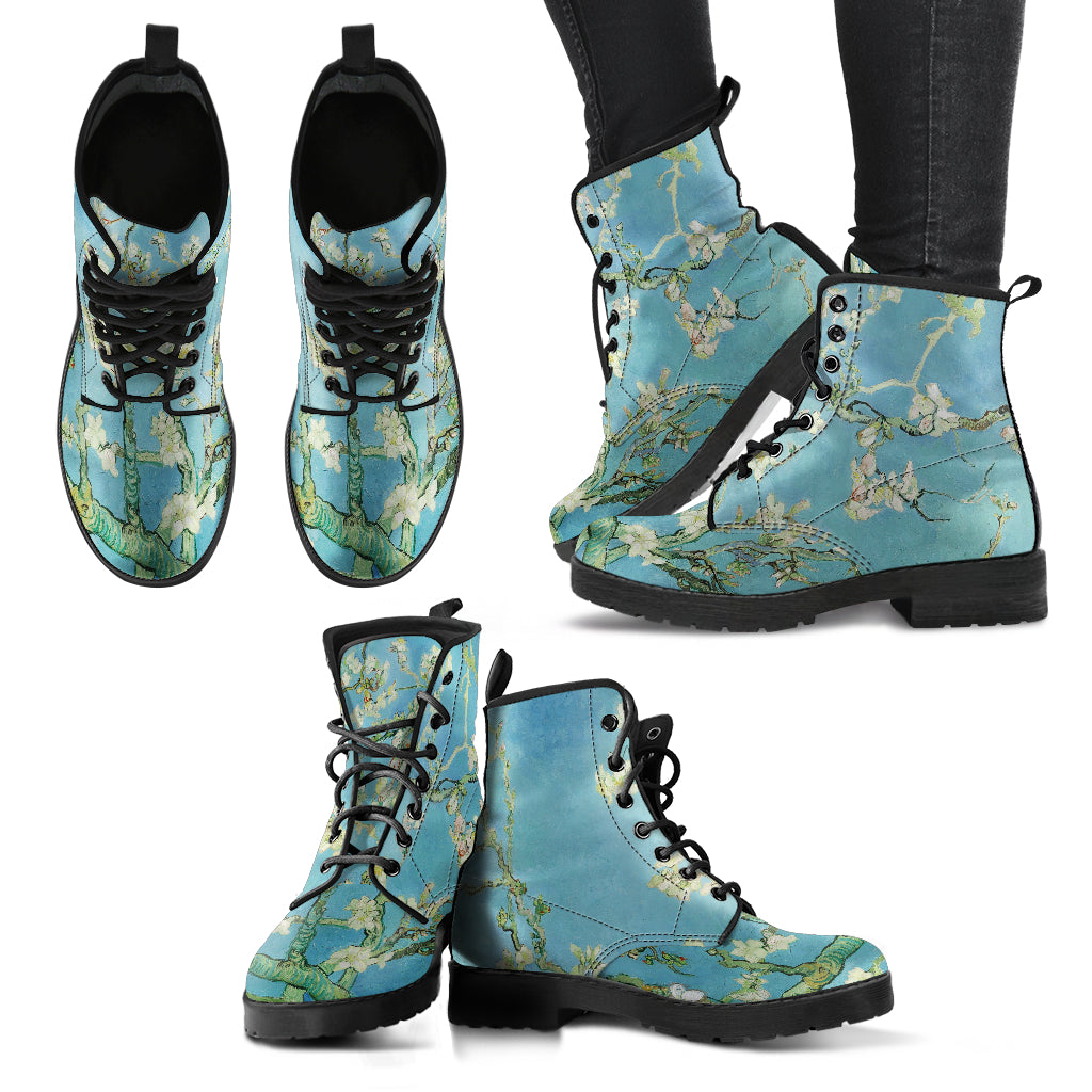 Vincent Van Gogh Almond Blossom Women Vegan Leather Boots