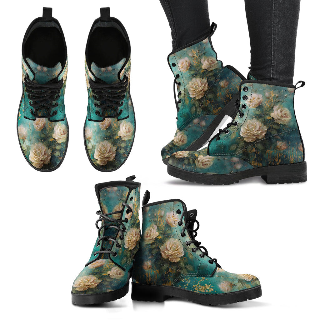 Antique Emerald Romance Vegan Leather Boots