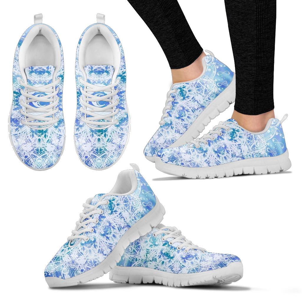 White Mandala Snowflake Festival Women Sneakers Shoes