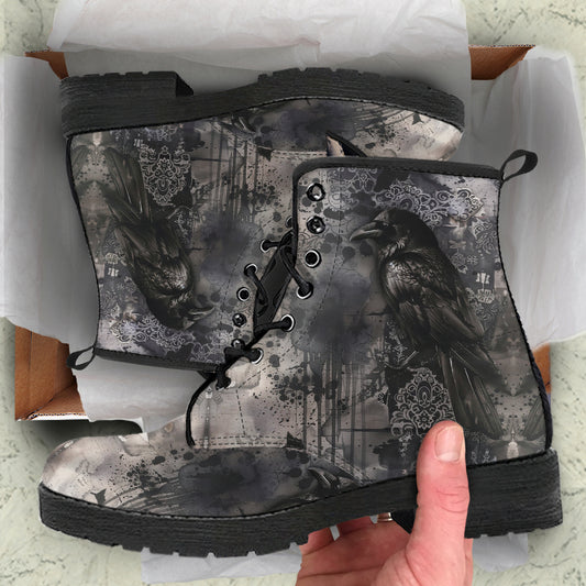 Gothic Raven Women's Vegan Leather Combat Boots