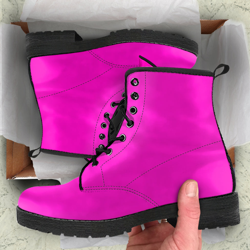 Hot Pink Women Vegan Leather Boots