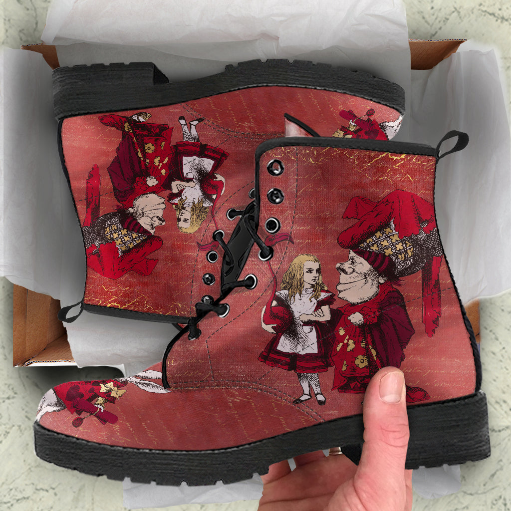 Alice in Wonderland #5 Muted Red Vegan Leather Boots