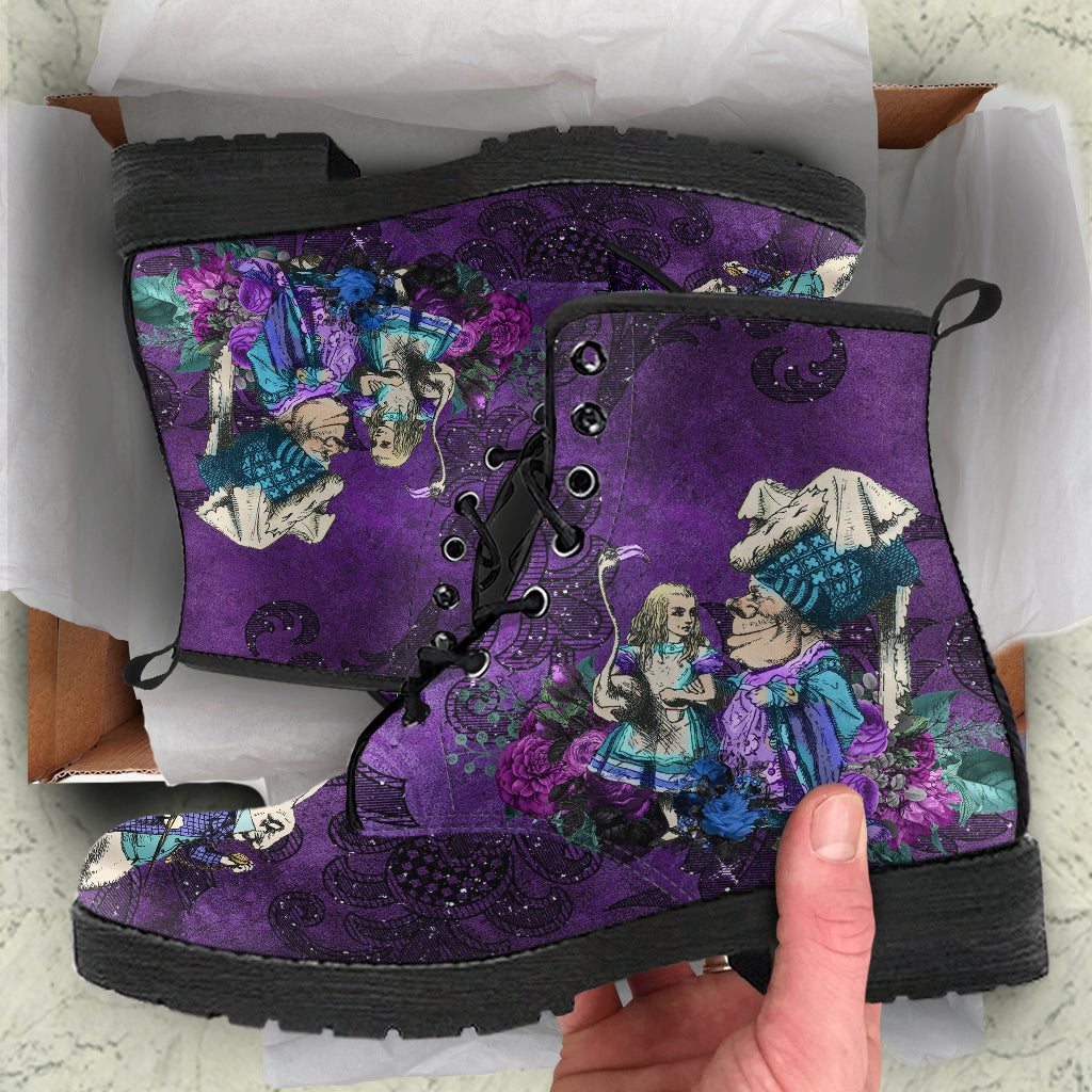 Alice in Wonderland #4 Purple Vegan Leather Boots
