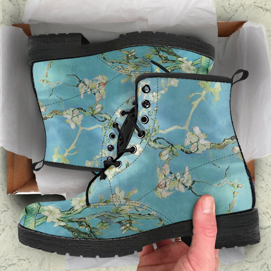 Vincent Van Gogh Almond Blossom Women Vegan Leather Boots