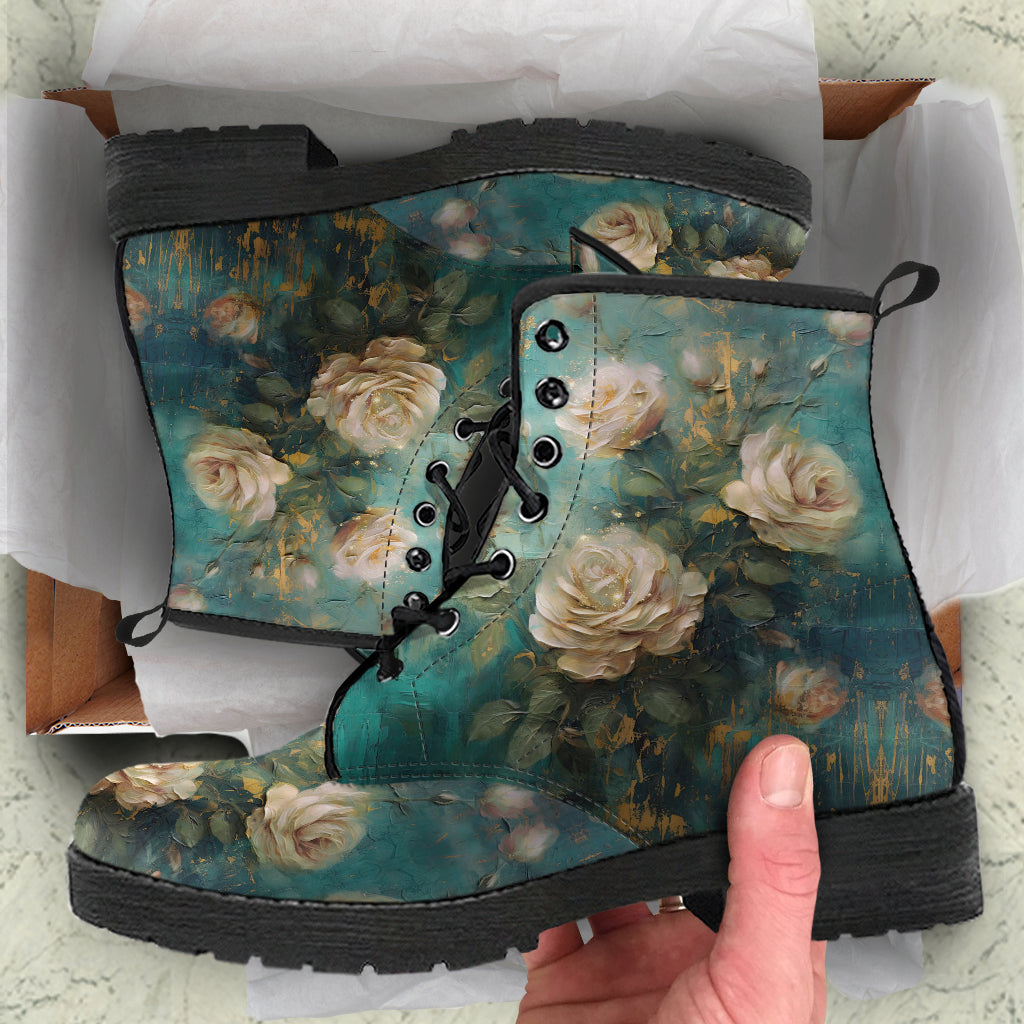 Antique Emerald Romance Vegan Leather Boots