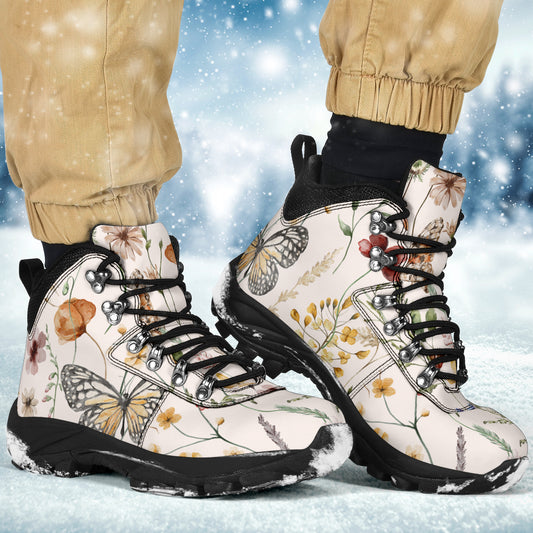 Tiny Bloom Watercolor Butterfly Alpine Boots