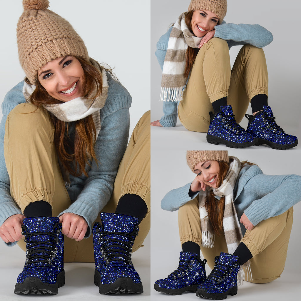 Blue Sparkle Glitter Alpine Boots