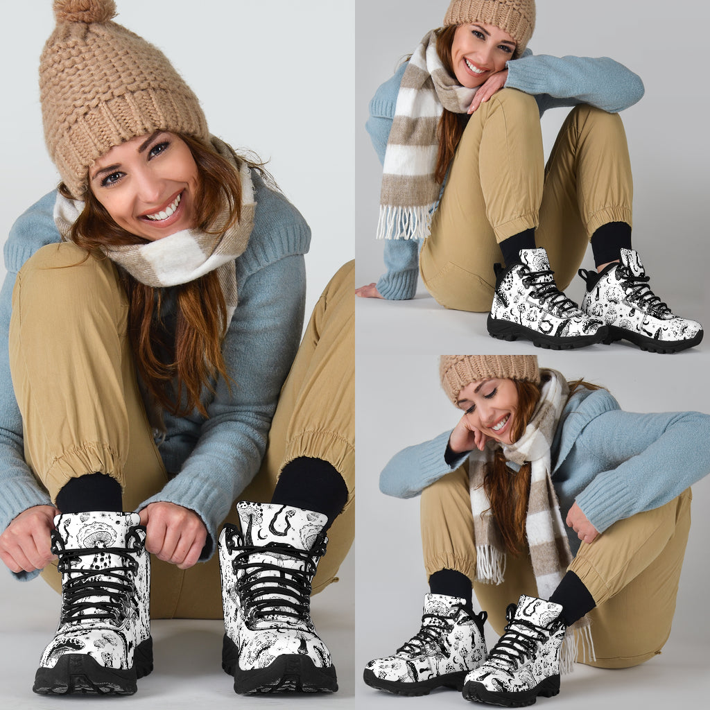 Black & White Mushroom Alpine Boots