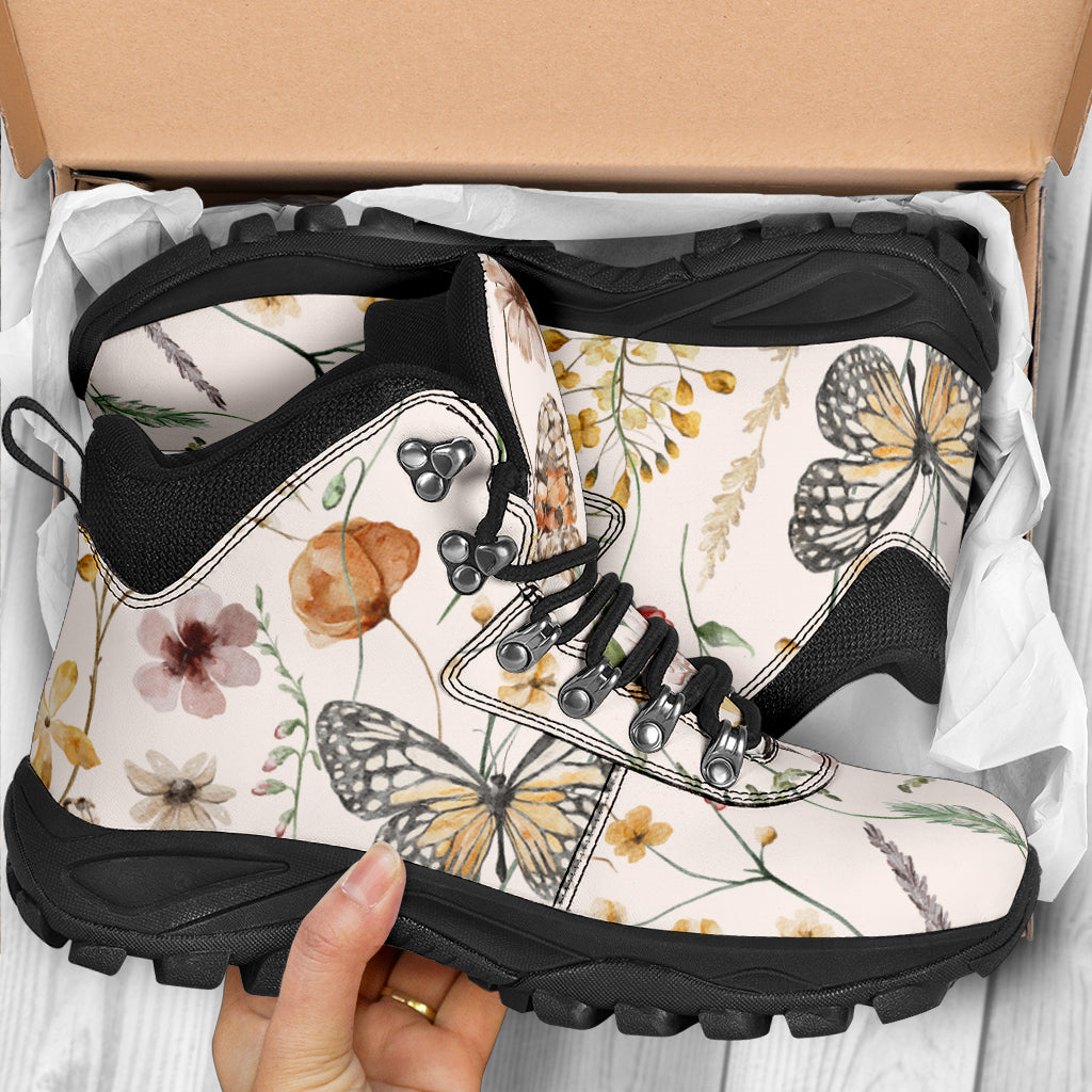 Tiny Bloom Watercolor Butterfly Alpine Boots