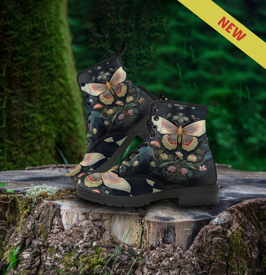 Butterfly Women's Vegan Leather Combat boots
