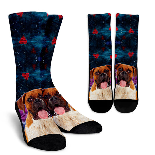 Boxer Dog Hearts Women Animal Crew Socks