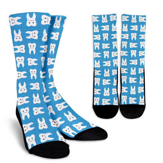 Blue Happy Teeth Women's Crew Socks
