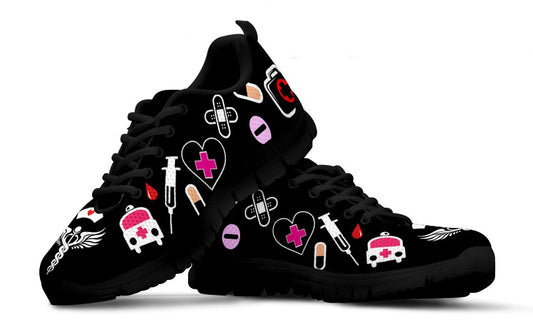 Black Medical Nurse Doctor Women's Athletic Sneakers