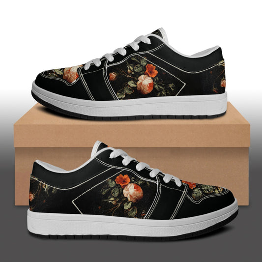 Still Life with Roses Women's Low Top Vegan Leather Sneakers