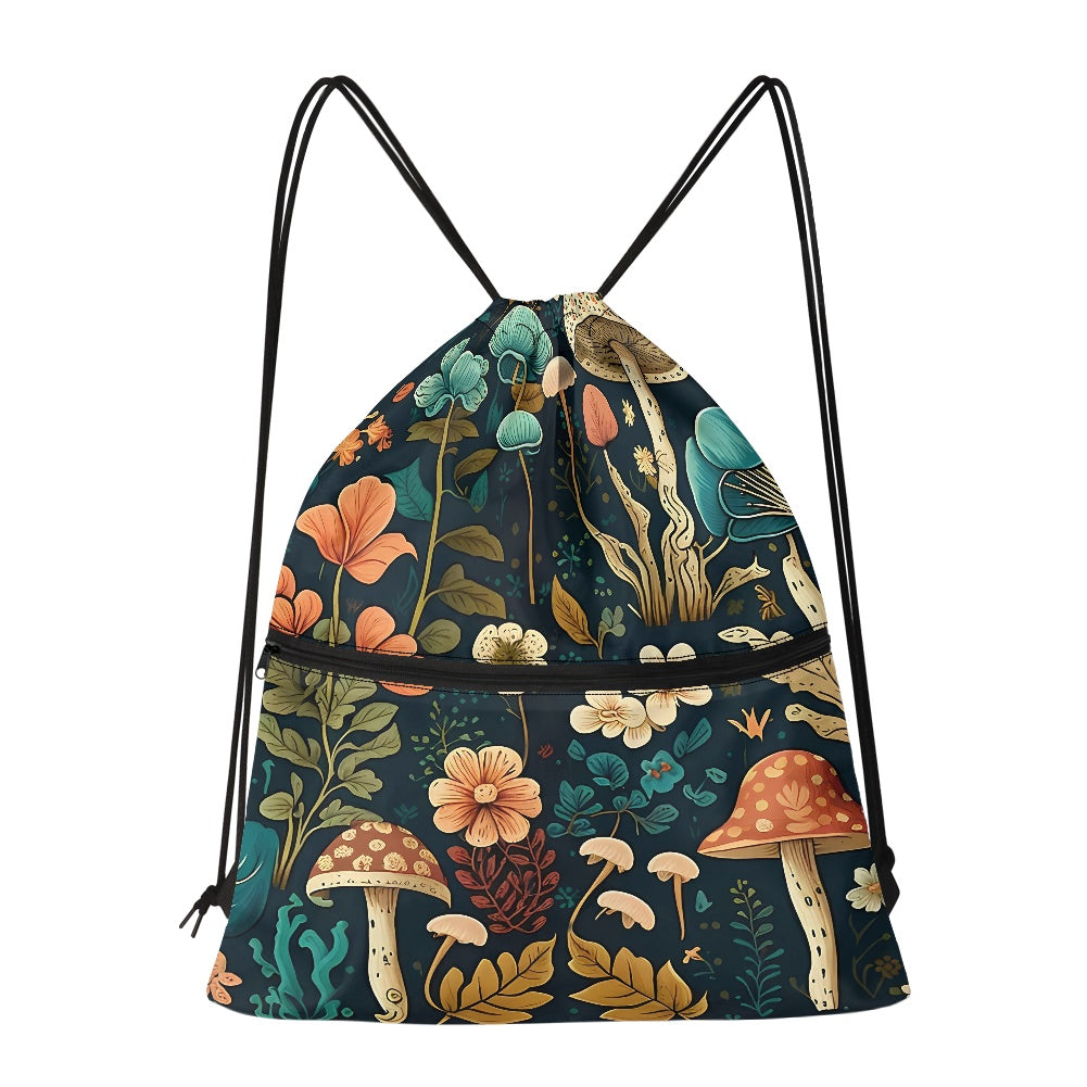 Mystical Mushroom Boho Women's Drawstring Backpack