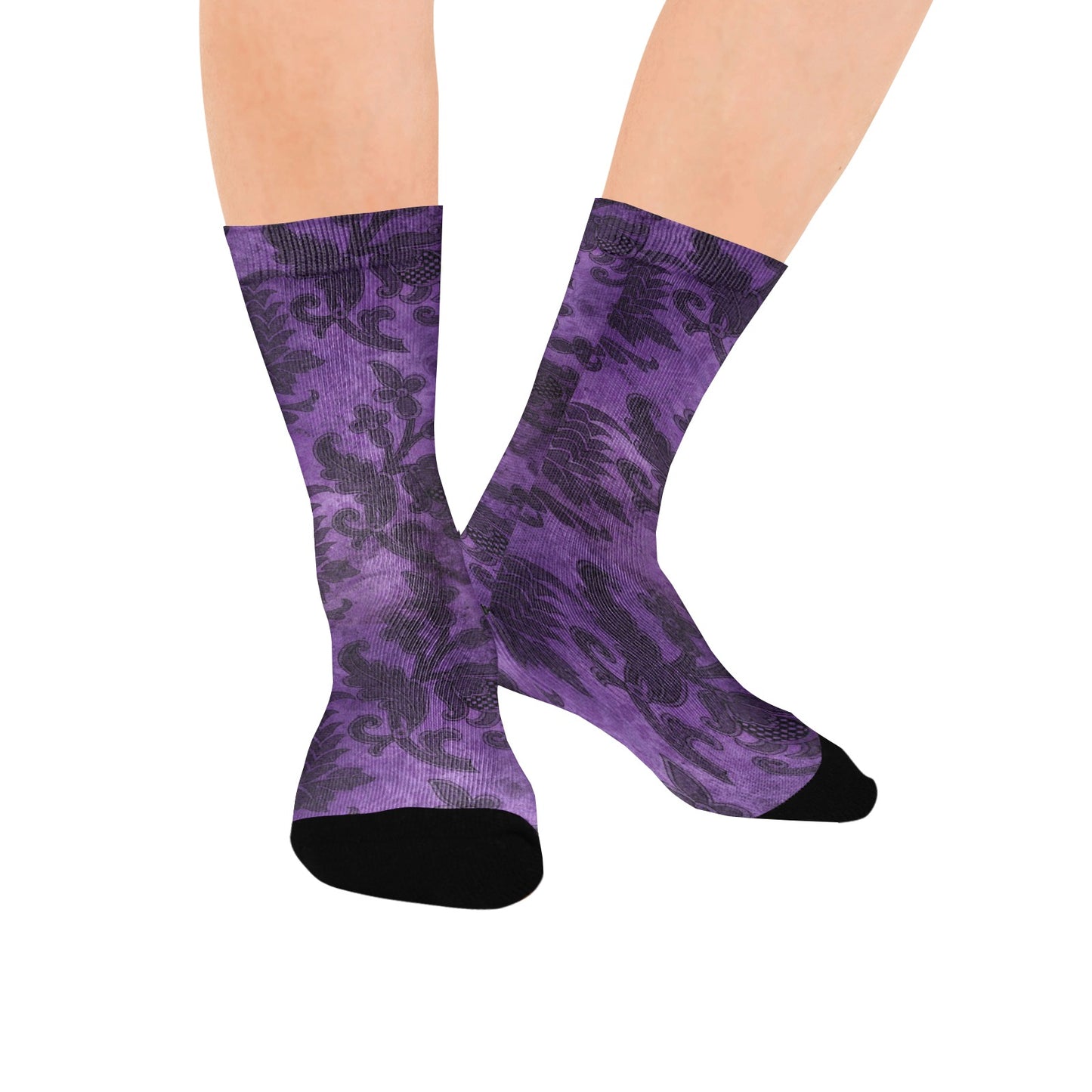 purple gothic pattern women's crew socks – Sole Design Studio