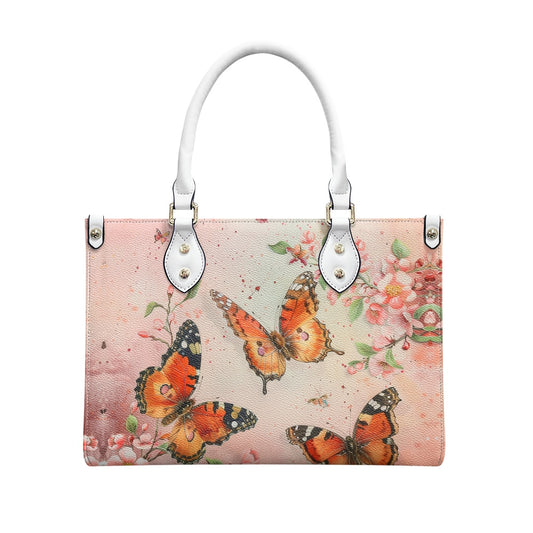 Watercolor Spring Butterfly Women's Vegan Leather Handbag