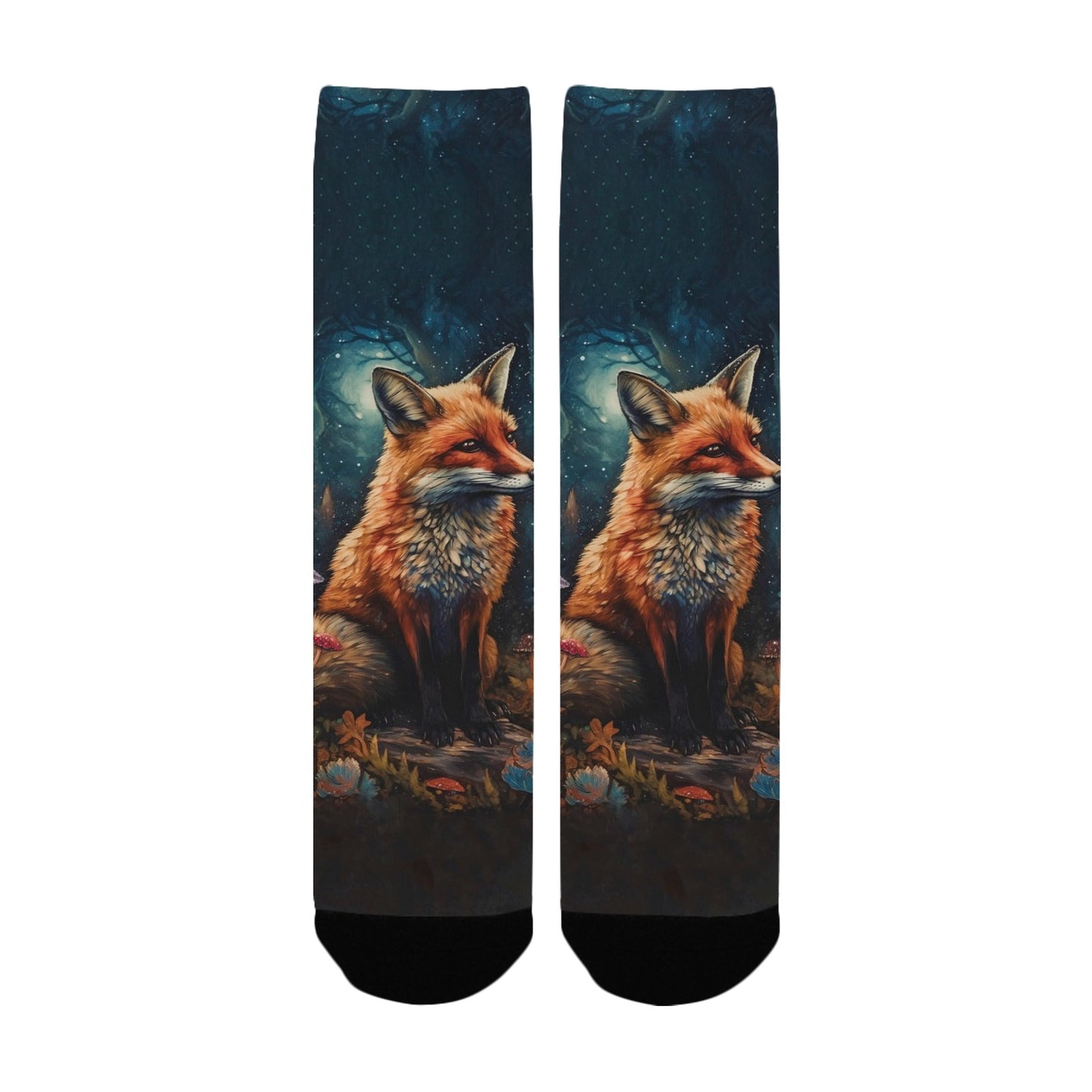 Enchanted Forest Guardian Fox Socks - Custom Socks for Women Made in USA