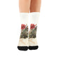 Botanical junk Journal butterfly Socks - Custom Socks for Women Made in USA