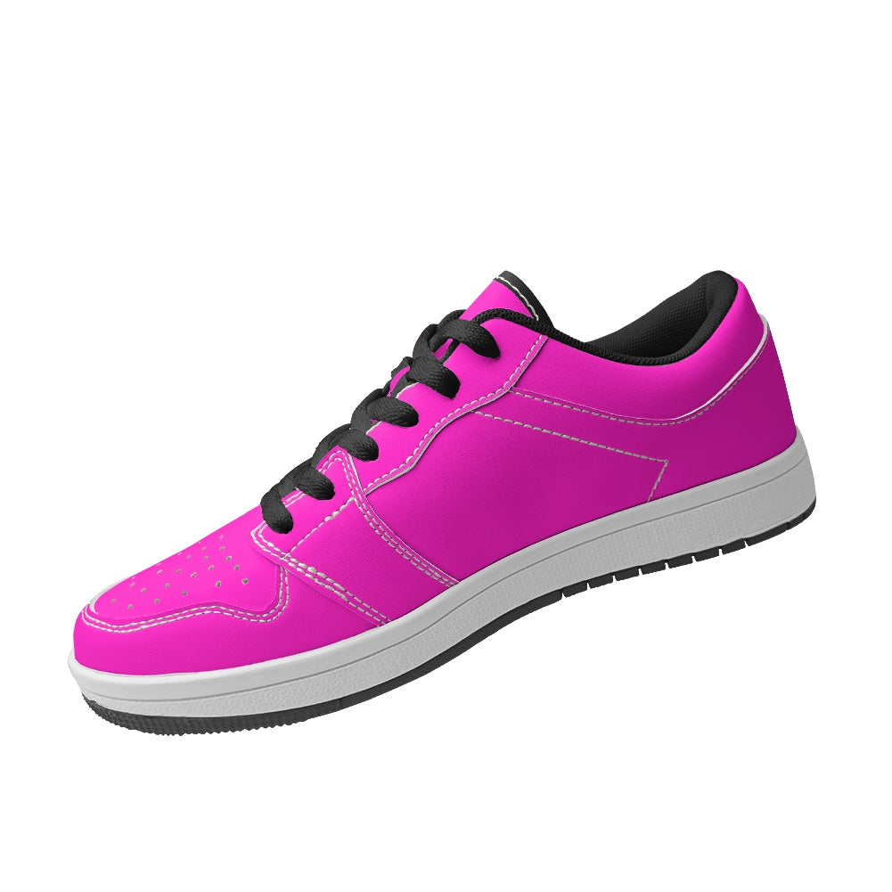 Hot Pink Women's Low Top Vegan Leather Sneakers