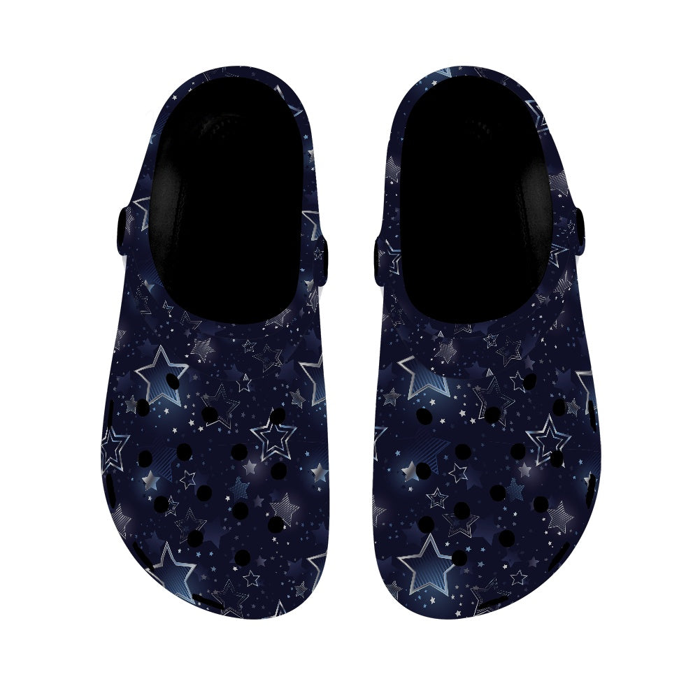 Silver Stars Women's Clogs Style Black Sole