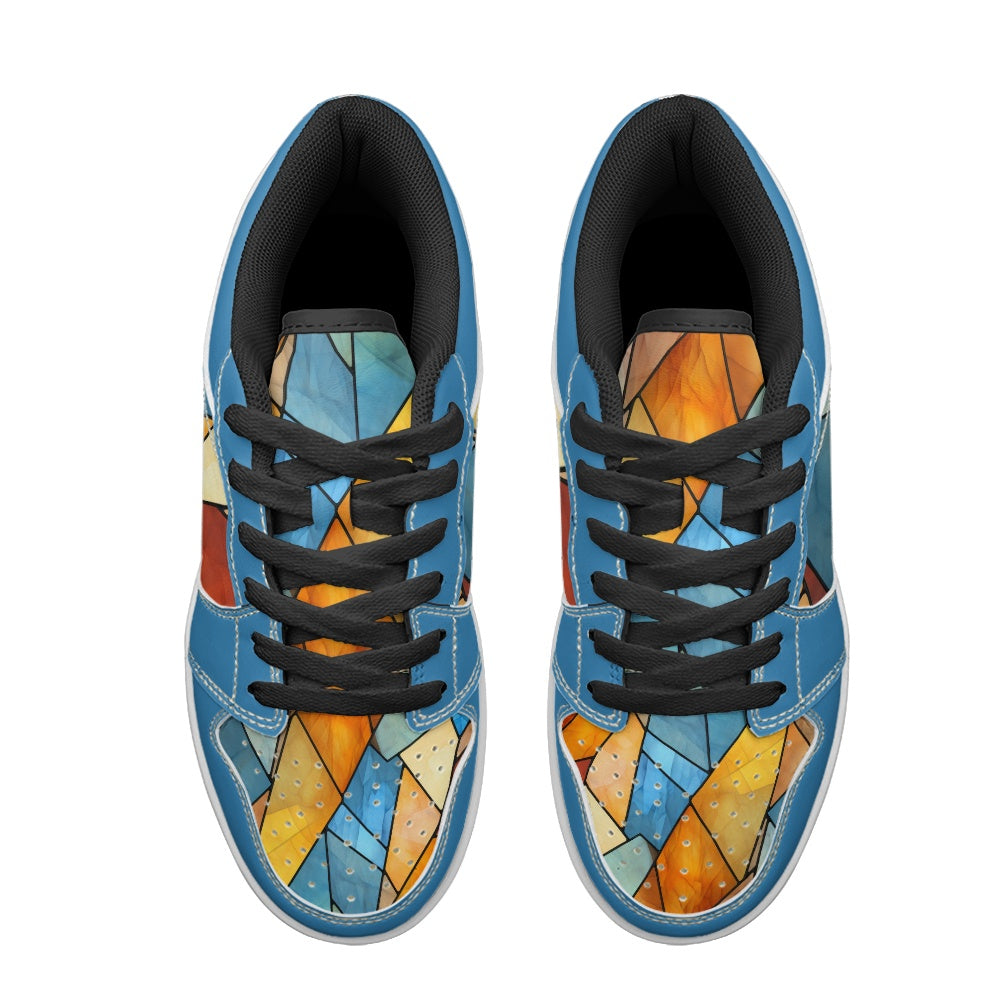 Geometric Blues Vegan Leather Sneakers