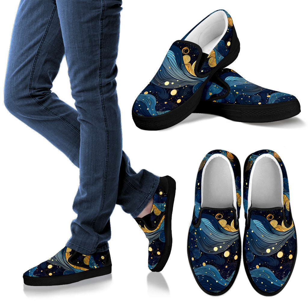 Starry Night Galaxy Women's Slip Ons