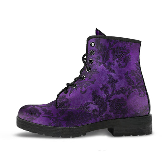 Hi-Gothic Purple Vegan Women's Leather Combat Boots