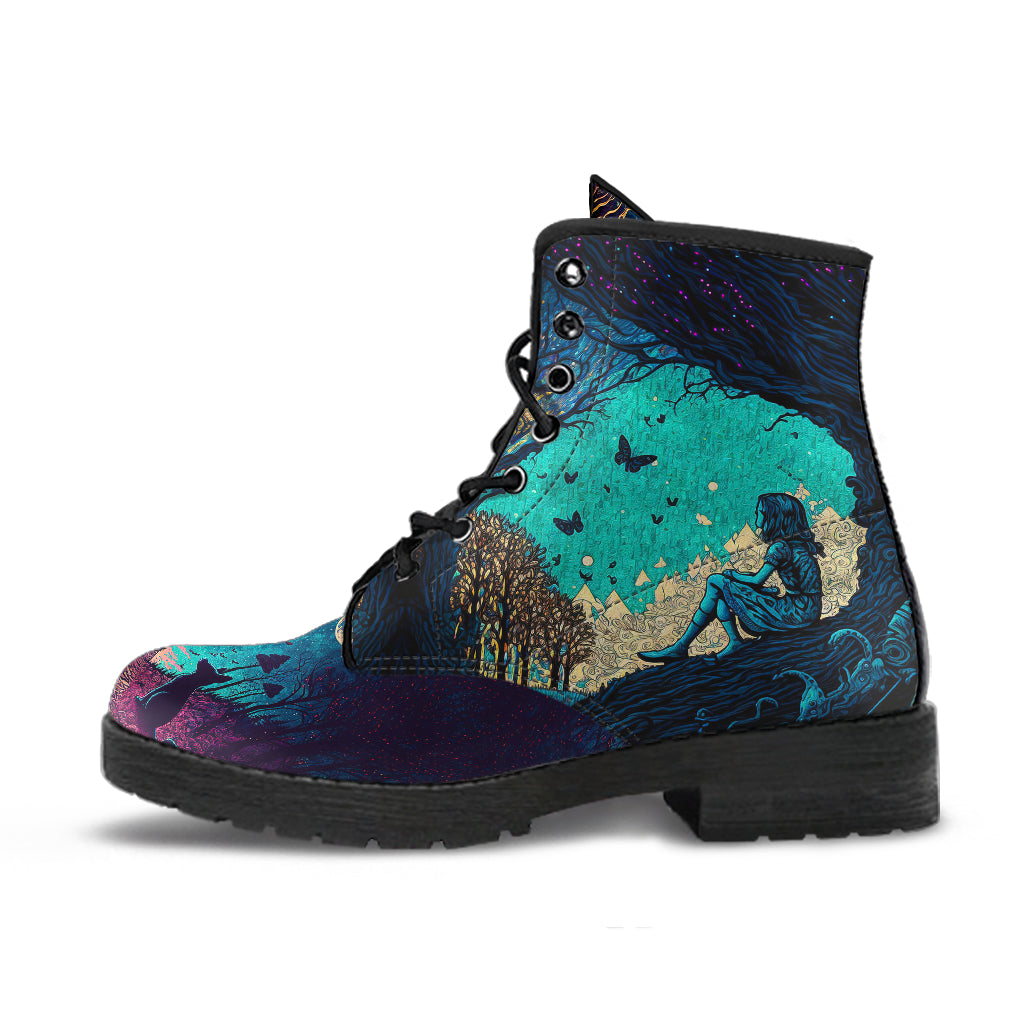 Alice in Wonderland #8 Women's Vegan Leather Combat Boots