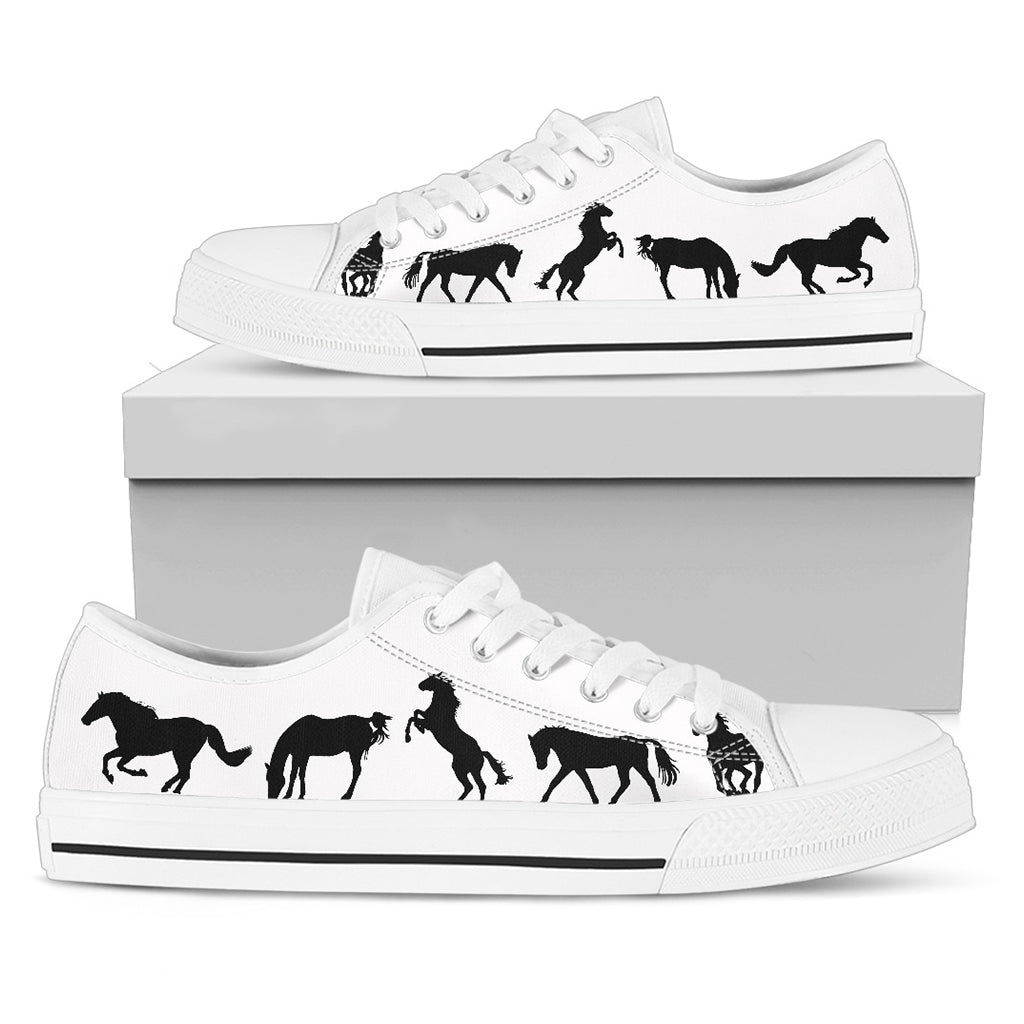 Horse Silhouette Women's Low Top Sneakers