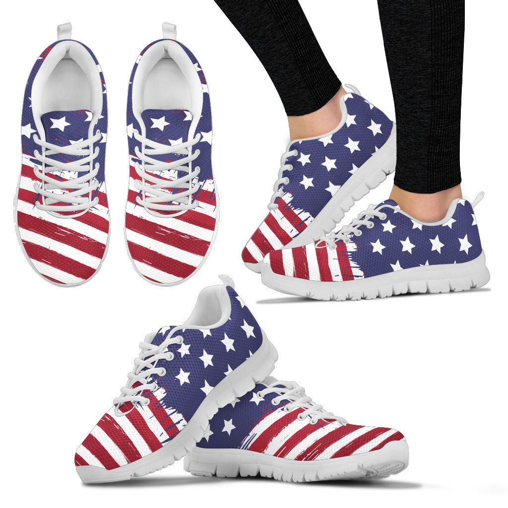 American Flag White Women's Athletic Sneakers