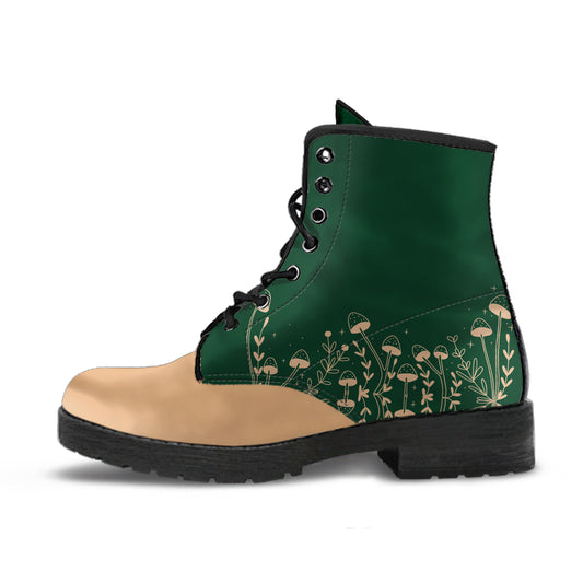 Forest Magic Women Green Vegan Leather Combat Boots