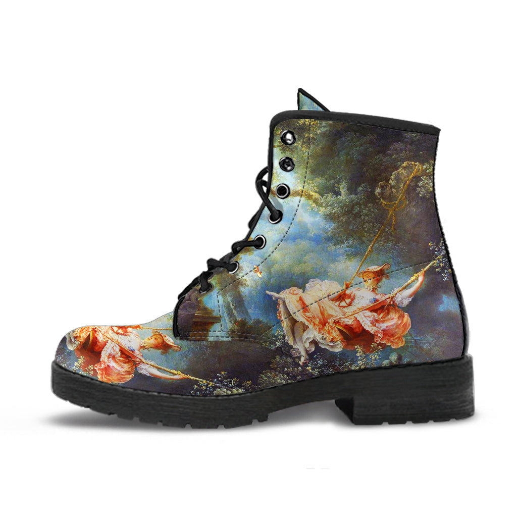 The Swing by Jean-Honore Fragonard Women's Vegan leather Combat Boots