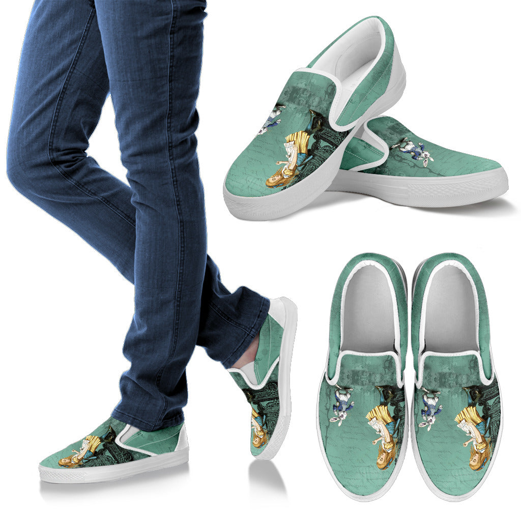 Alice in Wonderland Women's Slip Ons