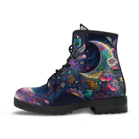 Sleepy Fantasy Garden Vegan Leather Boots - READY TO SHIP