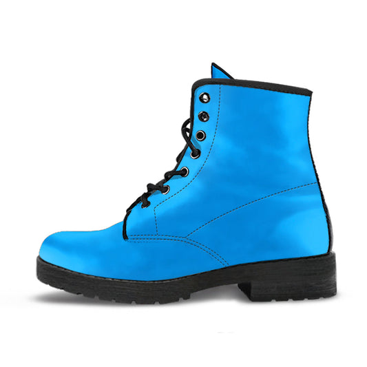 Baby Blue Sky Vegan Leather Boots - READY TO SHIP