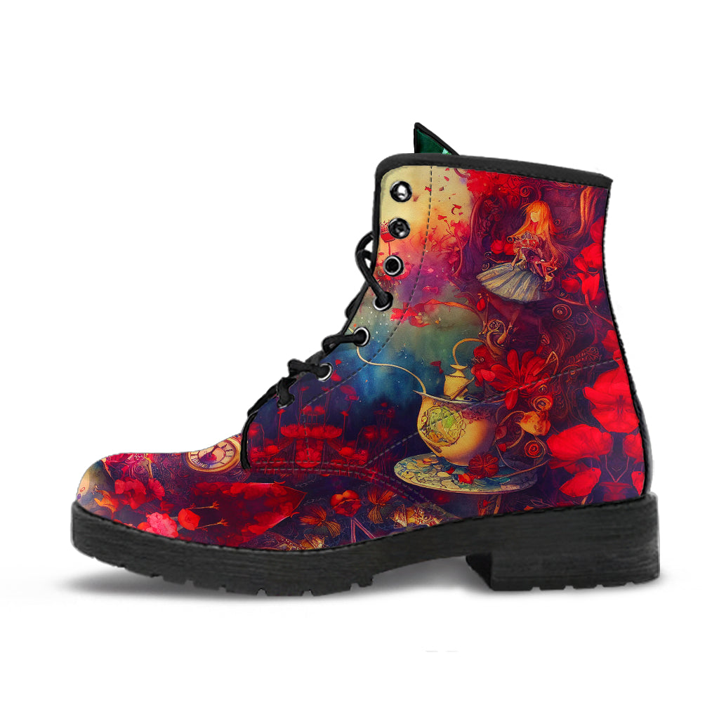 Alice in Wonderland #3 Women's Vegan Leather Combat Boots