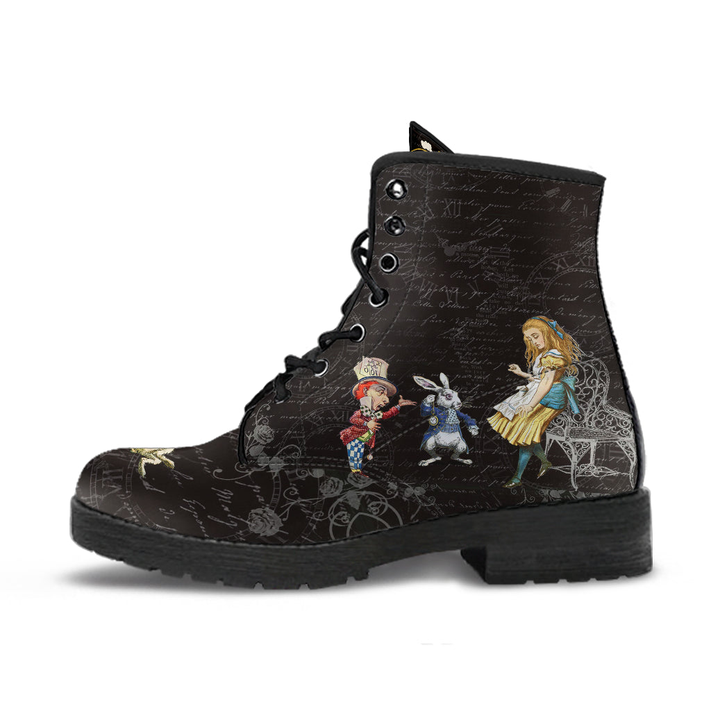 Alice in Wonderland 2 Women s Vegan Leather Combat Boots Sole Design Studio