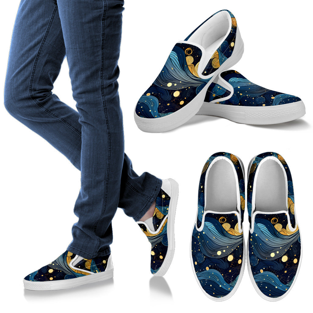 Starry Night Galaxy Women's Slip Ons