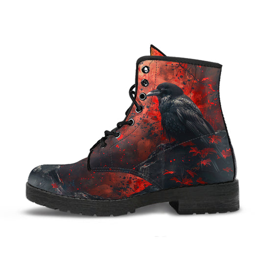 Blood Moon Crow Women's Vegan Leather Combat Boots